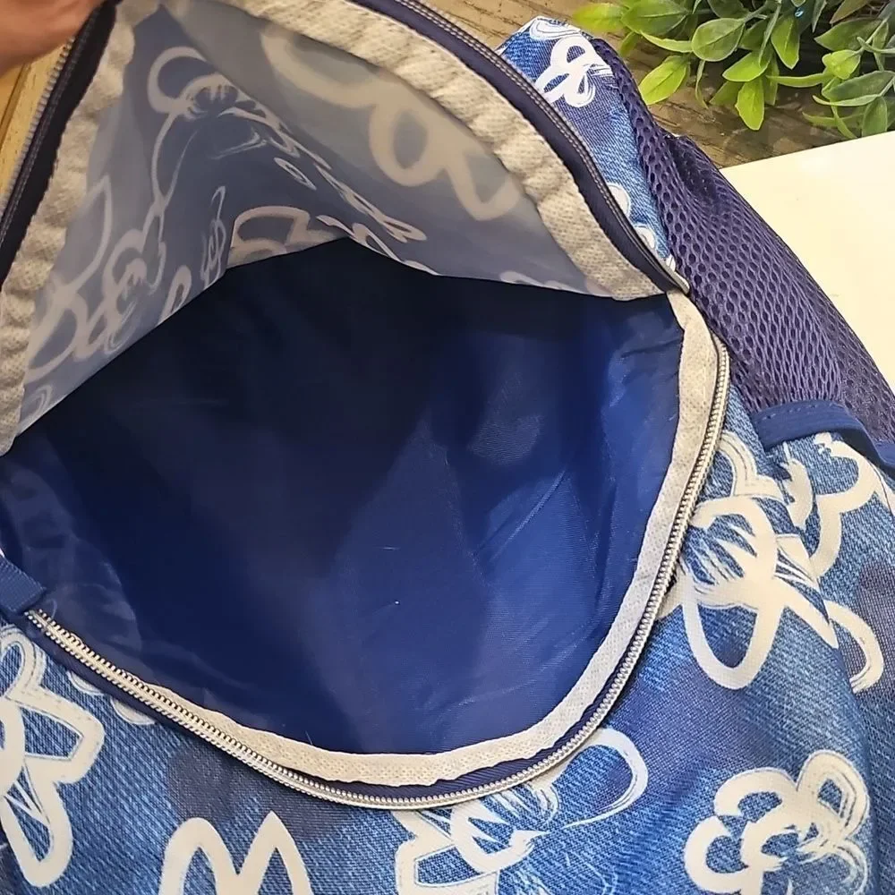 Blue Floral Backpack Denim Look NWOT